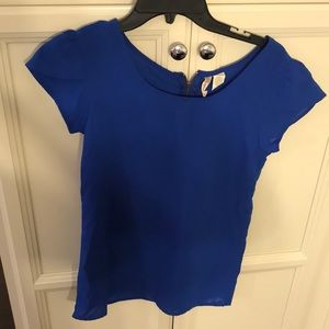 Royal blue zipper back shirt